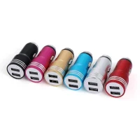 شارژر فندکی (آبی رنگ) دارای ۲ پورت USB