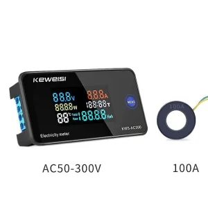 پاورمتر تک فاز 100A با نمایشگر رنگی مدل KWS-AC300 (دارای CT)