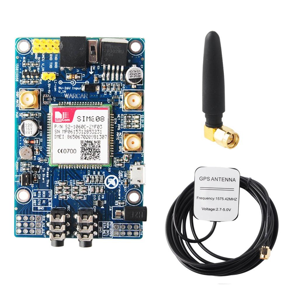 برد SIM808 به همراه آنتن GSM و آنتن اکتیو GPS