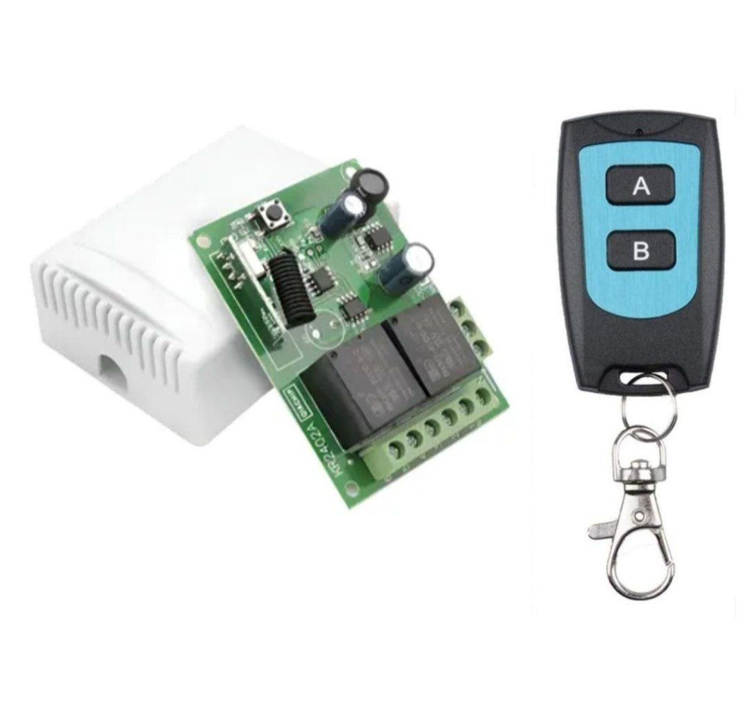 ریموت کنترل کد لرن بی سیم یونیورسال 433MHZ گیرنده و فرستنده رله 2 کاناله